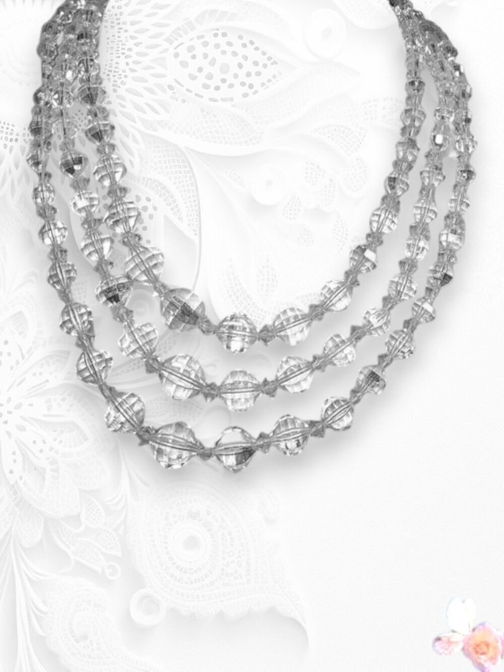 Vintage Laguna AB Crystal 3-Strand Necklace 502